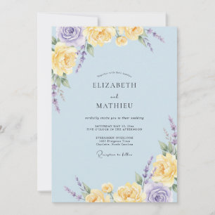 Invitation Mariage à pétale de lilas jaune d'Azur