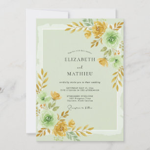 Invitation Mariage à Petale d'Or Menthe