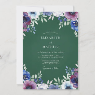 Invitation Mariage à pétale indigo pourpre