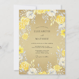 Invitation Mariage à Pétale Jaune Doré