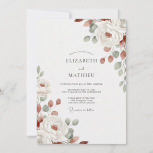 Invitation Mariage à pétales de terracotta taupe