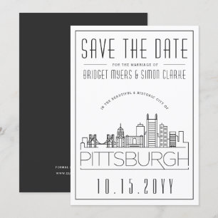Invitation Mariage à Pittsburgh   Silhouette stylisée de la v
