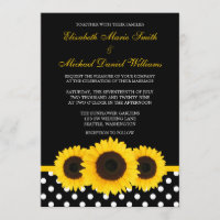 Mariage à points polka noir et blanc du tournesol 