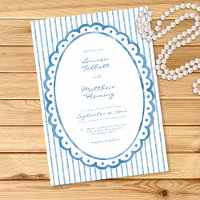 Mariage à rayures aquarelles bleues et blanches fa