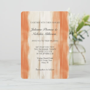Invitation Mariage à rayures orange pêche crème