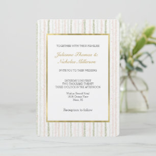 Invitation Mariage à rayures rose vert rose