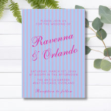 Mariage à rayures roses bleues rétro rose vif