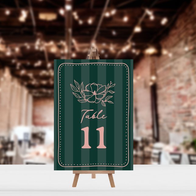 Invitation Mariage à rayures vertes florales (Créateur téléchargé)