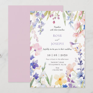 Invitation Mariage à ressort floral aquarelle