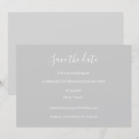 Mariage à Sauvegarder Minimaliste Gris et Blanc