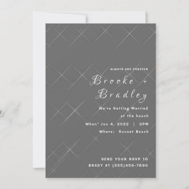 Invitation Mariage à texture diamant gris (Devant)
