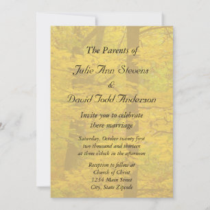 Invitation Mariage à thème Forêt d'automne jaune