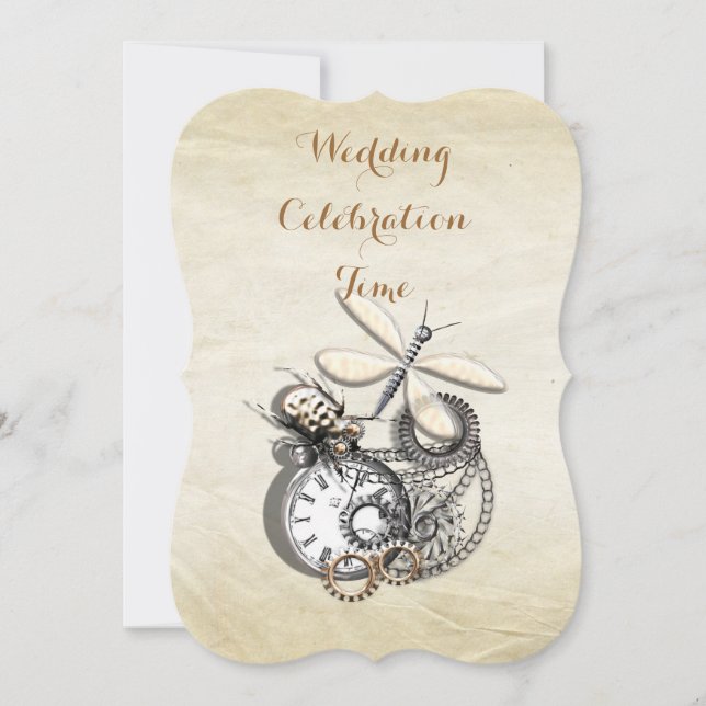 Invitation Mariage à thème Steam Punk inspiré de l'époque vic (Devant)