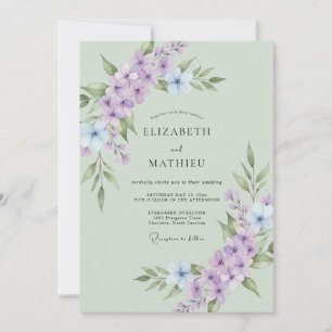 Invitation Mariage Abondant Lavande Vert Sauge