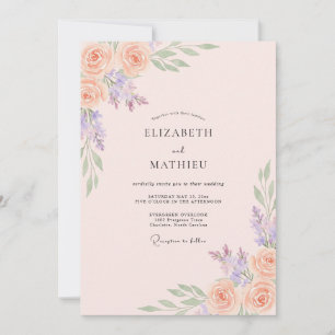 Invitation Mariage Abricot Paonée Violette
