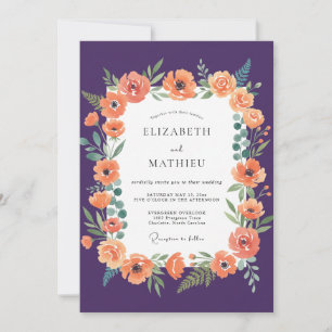 Invitation Mariage Abricot Pavot Prune
