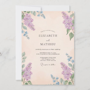 Invitation Mariage Abricot Pervenche Wisteria