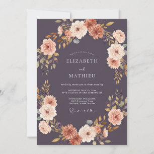 Invitation Mariage Abricot Ranunculus Gris Eucalyptus