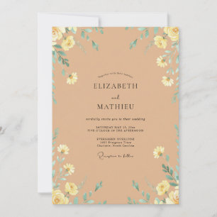 Invitation Mariage Abricot Tan Primrose