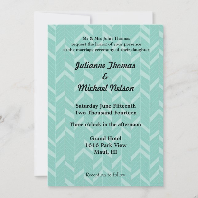 Invitation Mariage Abstrait Aqua Mint (Devant)