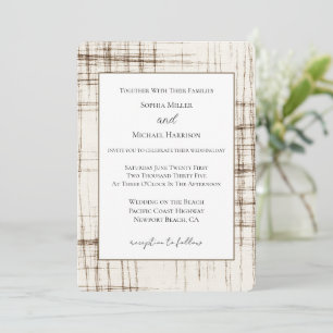 Invitation Mariage Abstrait Brun Crème à Rayures