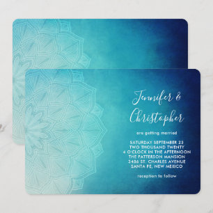 Invitation Mariage Abstrait Mandala Bleu Joli