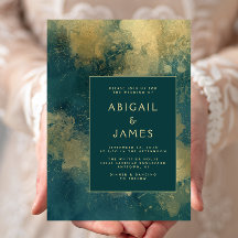 Mariage Abstrait Moderne Bleu Sarcelle Or