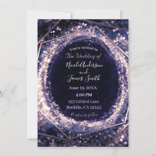 Invitation Mariage Abstrait Moderne Glamour Violet Améthyste
