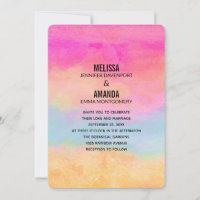 Mariage Abstrait Rayures Arc-en-ciel Rose Bleu Jau