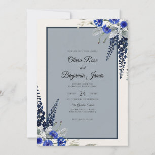 Invitation Mariage Acier Cobalt Wisteria
