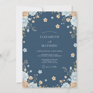 Invitation Mariage Acier Or Chaud Pétales