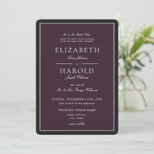 Invitation Mariage Acrylique Classique Prune Formel