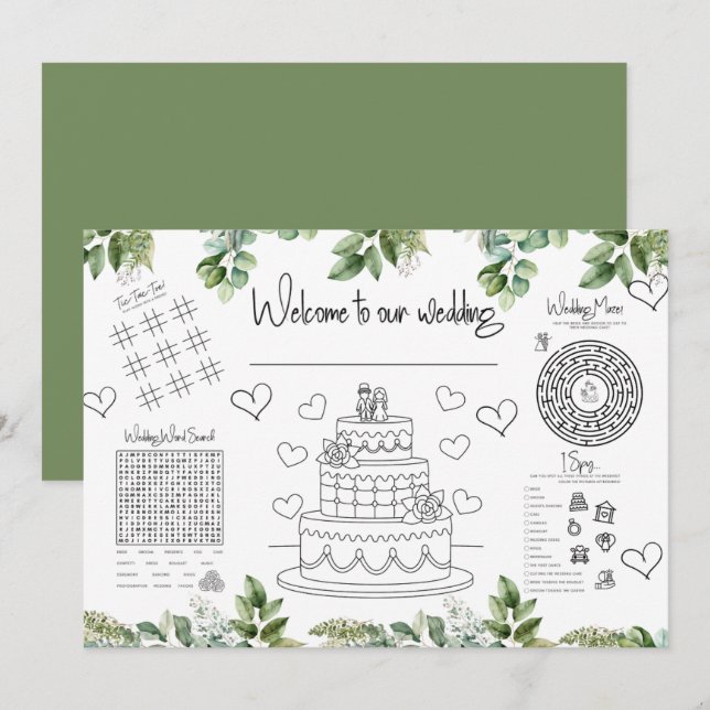 Invitation Mariage Activités pour enfants (Devant / Derrière)