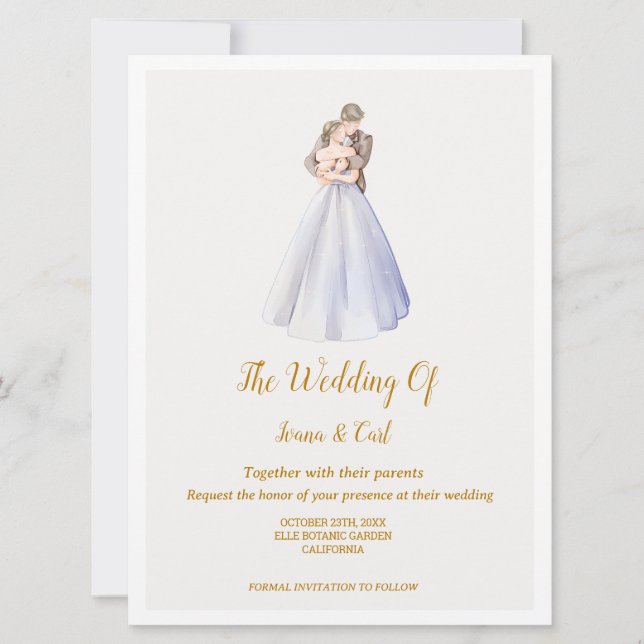 Invitation Mariage ADELLE Simple Dusk Blue Couple (Devant)