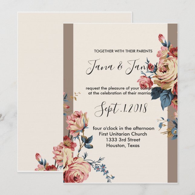 Invitation mariage adoré (Devant / Derrière)