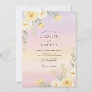 Invitation Mariage Aérien Aquarelle Lavande