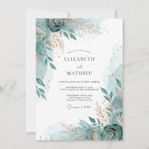 Invitation Mariage aérien et turquoise au bord de la mer
