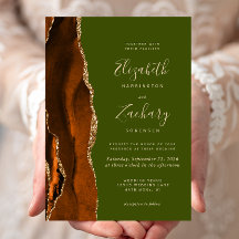 Mariage Agate Vert Olive Orange Brûlé