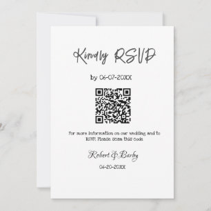 Invitation mariage aimable RSVP scan QR code simple moderne