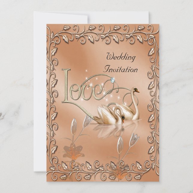Invitation Mariage Aimer Swans Floral (Devant)