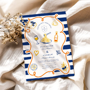 Invitation Mariage alimentaire italien de la marine Doodles