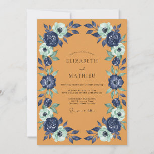 Invitation Mariage Ambre Indigo Pivoine