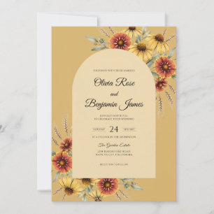 Invitation Mariage Ambre Ocre Zinnia Eucalyptus
