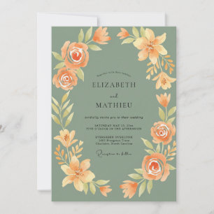 Invitation Mariage Ambre Olive Pivoine