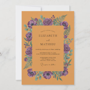 Invitation Mariage Ambre Pourpre Ranunculus Eucalyptus