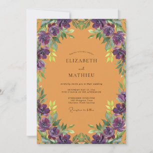 Invitation Mariage Ambre Violet Ranunculus Eucalyptus Poussié