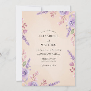 Invitation Mariage Améthyste Crème Wisteria