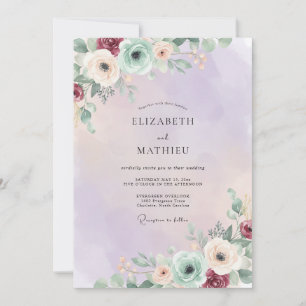 Invitation Mariage Améthyste Eucalyptus Ranunculus Mousse de