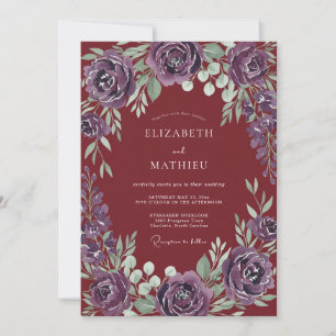 Invitation Mariage Améthyste Feuillage Eucalyptus