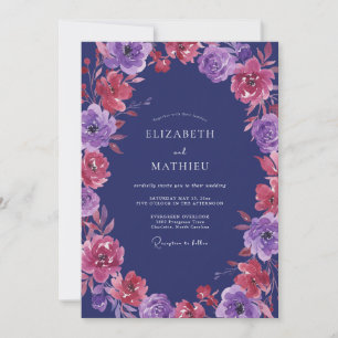 Invitation Mariage Améthyste Magenta Ranunculus Eucalyptus